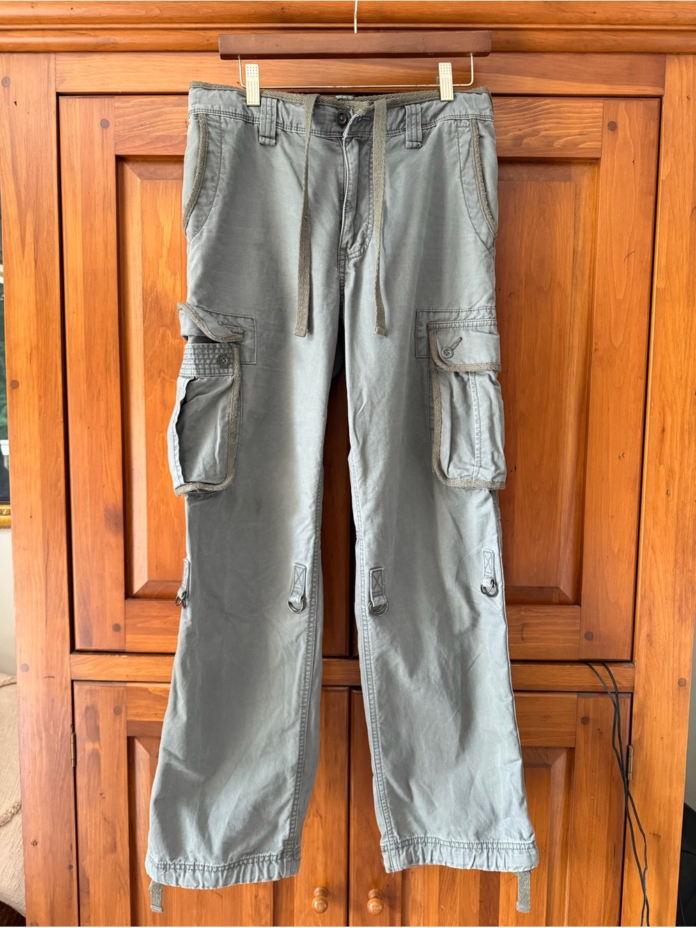 Men's Olive Cargo Pants with Drawstring Waist